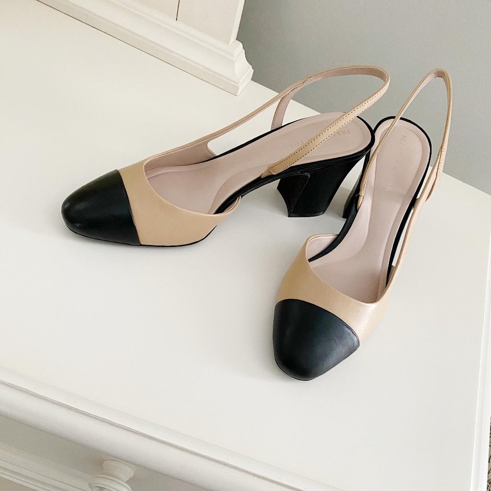 Preston & York Sling Back Block Heeled Pumps